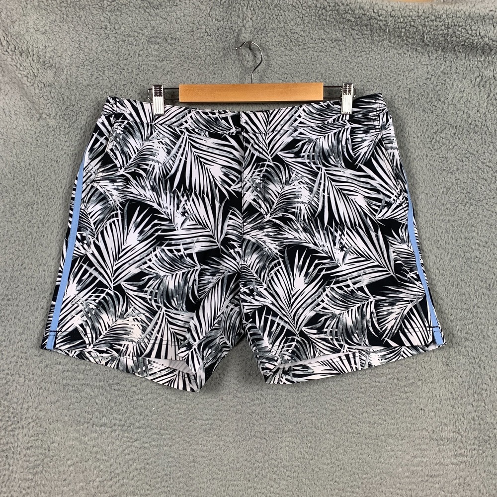 Fair Harbor Sextant Swim Shorts Mens 34 Black/White Palm Print Breezeknit Trunks